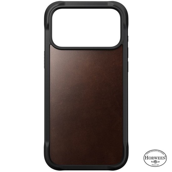 Husa de protectie robusta din piele Horween Nomad Rugged pentru iPhone 17 Pro, maro rustic (iPhone 17 Pro, NM011819858) by www.silkase.ro