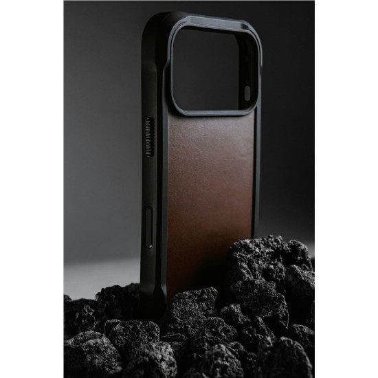 Husa de protectie robusta din piele Horween Nomad Rugged pentru iPhone 17 Pro, maro rustic (iPhone 17 Pro, NM011819858) by www.silkase.ro