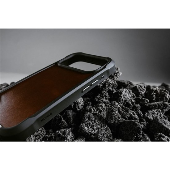 Husa de protectie robusta din piele Horween Nomad Rugged pentru iPhone 17 Pro, maro rustic (iPhone 17 Pro, NM011819858) by www.silkase.ro