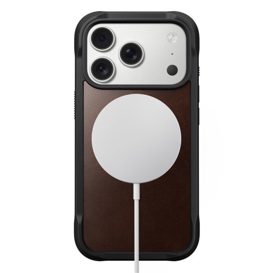 Husa de protectie robusta din piele Horween Nomad Rugged pentru iPhone 17 Pro, maro rustic (iPhone 17 Pro, NM011819858) by www.silkase.ro