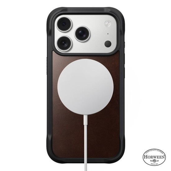 Husa de protectie robusta din piele Horween Nomad Rugged pentru iPhone 17 Pro, maro rustic (iPhone 17 Pro, NM011819858) by www.silkase.ro