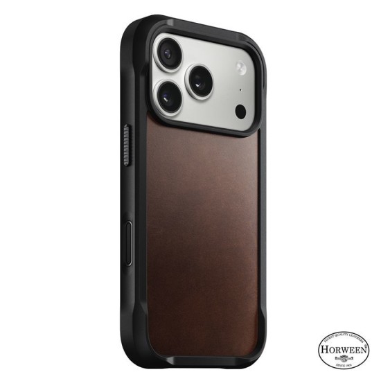 Husa de protectie robusta din piele Horween Nomad Rugged pentru iPhone 17 Pro, maro rustic (iPhone 17 Pro, NM011819858) by www.silkase.ro