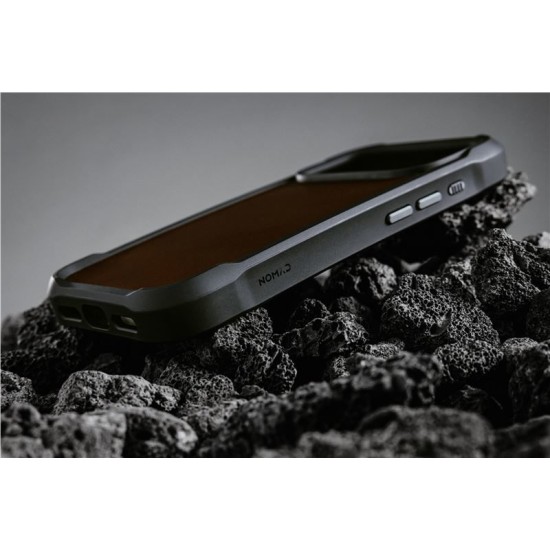 Husa de protectie robusta din piele Horween Nomad Rugged pentru iPhone 17 Pro, maro rustic (iPhone 17 Pro, NM011819858) by www.silkase.ro