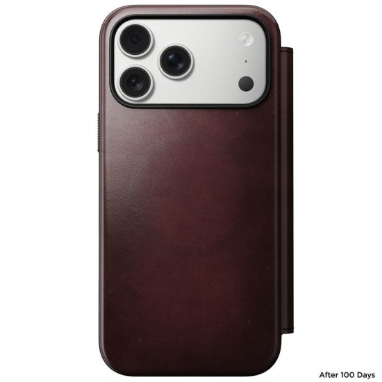 Husa tip carte din piele Horween Nomad Modern Folio pentru iPhone 17 Pro Max, visiniu (iPhone 17 Pro Max, NM011826858) by www.silkase.ro