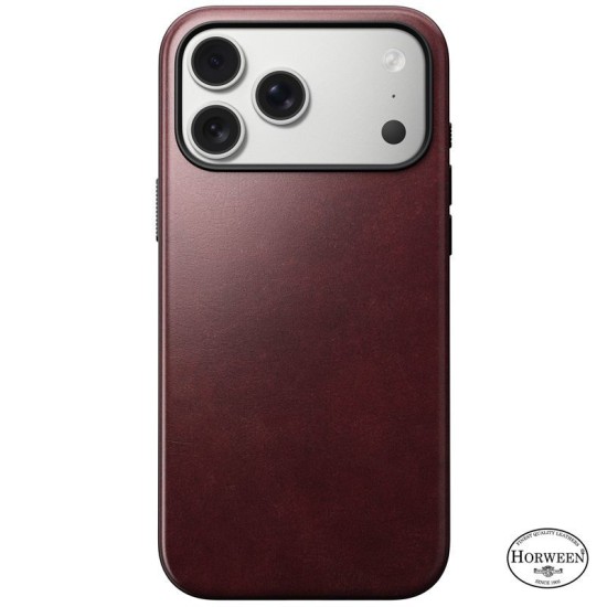 Husa de protectie din piele Horween Nomad Modern pentru iPhone 17 Pro Max, visiniu (iPhone 17 Pro Max, NM011840858) by www.silkase.ro