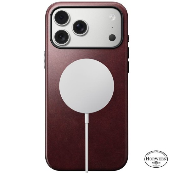 Husa de protectie din piele Horween Nomad Modern pentru iPhone 17 Pro Max, visiniu (iPhone 17 Pro Max, NM011840858) by www.silkase.ro