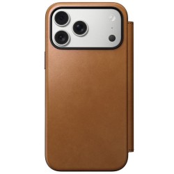 Husa tip carte din piele Nomad Modern Folio pentru iPhone 17 Pro Max, cafeniu englezesc