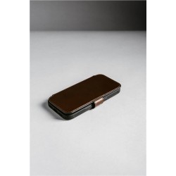 Husa tip carte din piele Horween Nomad Modern Folio pentru iPhone 17 Pro, maro rustic