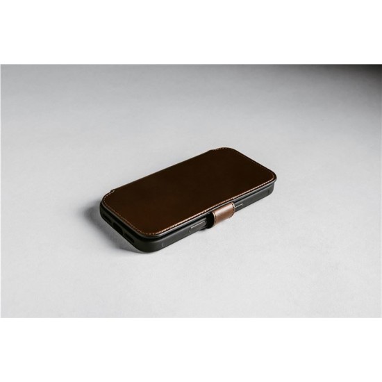 Husa tip carte din piele Horween Nomad Modern Folio pentru iPhone 17 Pro, maro rustic (iPhone 17 Pro, NM014155858) by www.silkase.ro