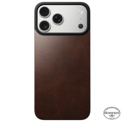 Capac spate magnetic din piele Horween Nomad pentru iPhone 17 Pro Max, maro rustic