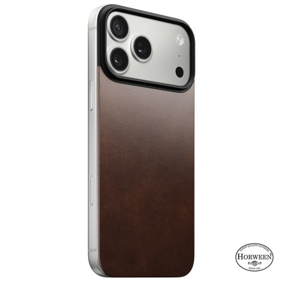Capac spate magnetic din piele Horween Nomad pentru iPhone 17 Pro Max, maro rustic (iPhone 17 Pro Max, NM014384858) by www.silkase.ro