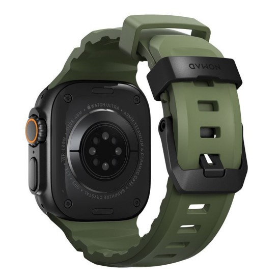 Curea cauciuc NOMAD Rocky Point compatibila cu Apple Watch 4/5/6/7/8/9/10/SE/Ultra1/2 42/44/45/46/49mm Forest/Black (Ingredi, NM014797858) by www.silkase.ro