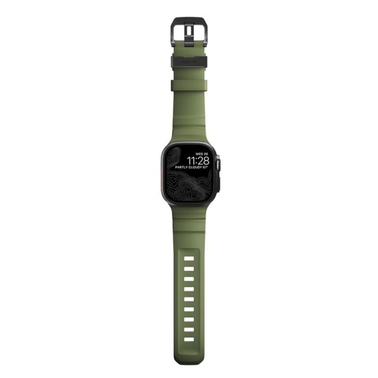 Curea cauciuc NOMAD Rocky Point compatibila cu Apple Watch 4/5/6/7/8/9/10/SE/Ultra1/2 42/44/45/46/49mm Forest/Black (Ingredi, NM014797858) by www.silkase.ro