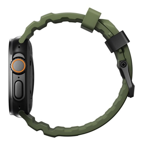 Curea cauciuc NOMAD Rocky Point compatibila cu Apple Watch 4/5/6/7/8/9/10/SE/Ultra1/2 42/44/45/46/49mm Forest/Black (Ingredi, NM014797858) by www.silkase.ro