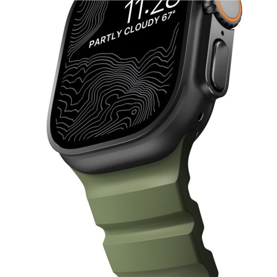 Curea cauciuc NOMAD Rocky Point compatibila cu Apple Watch 4/5/6/7/8/9/10/SE/Ultra1/2 42/44/45/46/49mm Forest/Black (Ingredi, NM014797858) by www.silkase.ro