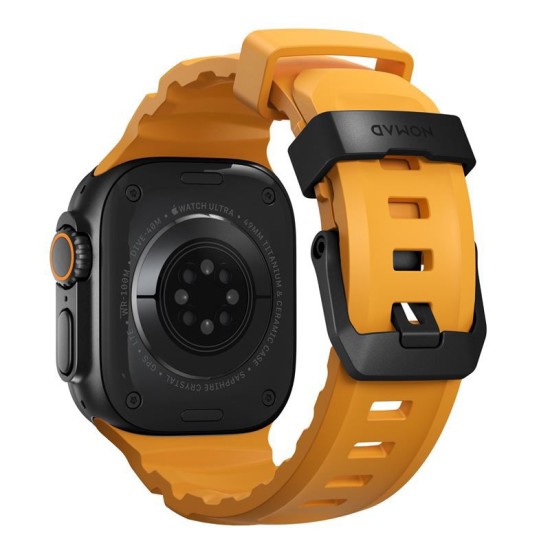 Curea cauciuc NOMAD Rocky Point compatibila cu Apple Watch 4/5/6/7/8/9/10/SE/Ultra1/2 42/44/45/46/49mm Sol/Black (Ingredi, NM014810858) by www.silkase.ro