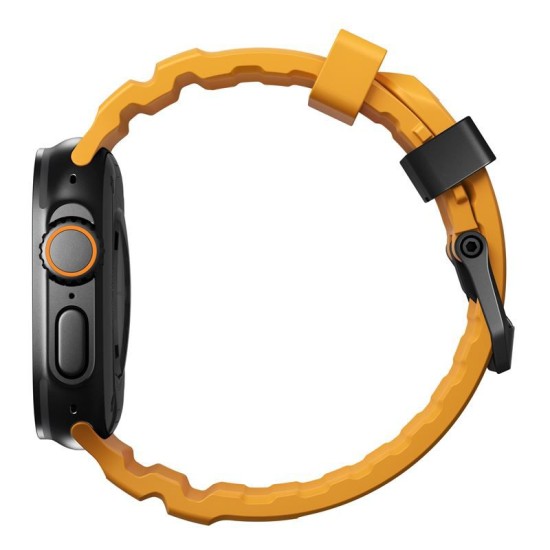 Curea cauciuc NOMAD Rocky Point compatibila cu Apple Watch 4/5/6/7/8/9/10/SE/Ultra1/2 42/44/45/46/49mm Sol/Black (Ingredi, NM014810858) by www.silkase.ro