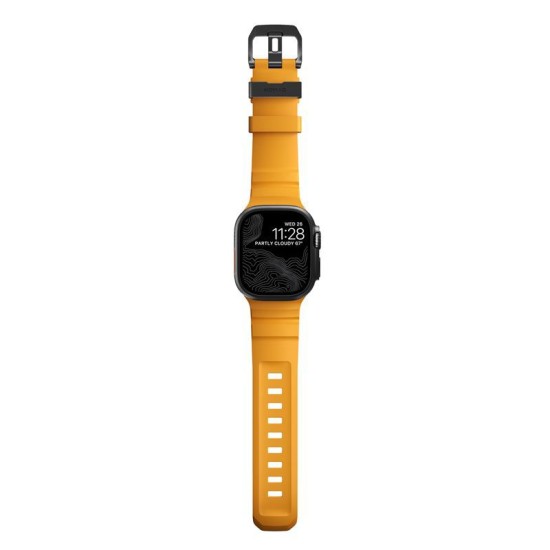 Curea cauciuc NOMAD Rocky Point compatibila cu Apple Watch 4/5/6/7/8/9/10/SE/Ultra1/2 42/44/45/46/49mm Sol/Black (Ingredi, NM014810858) by www.silkase.ro