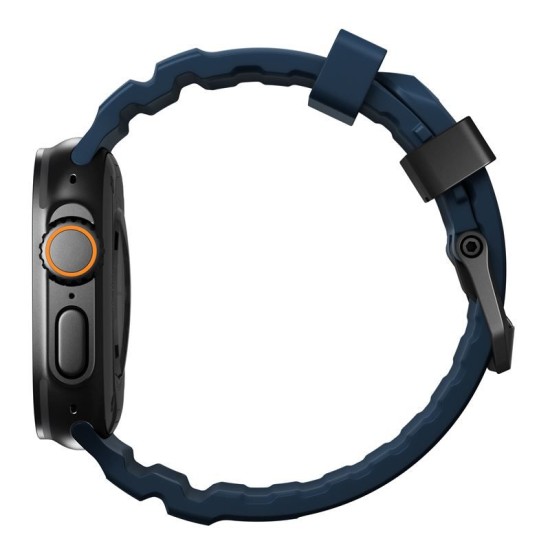 Curea cauciuc NOMAD Rocky Point compatibila cu Apple Watch 4/5/6/7/8/9/10/SE/Ultra1/2 42/44/45/46/49mm Atlantic/Black (Ingredi, NM014827858) by www.silkase.ro