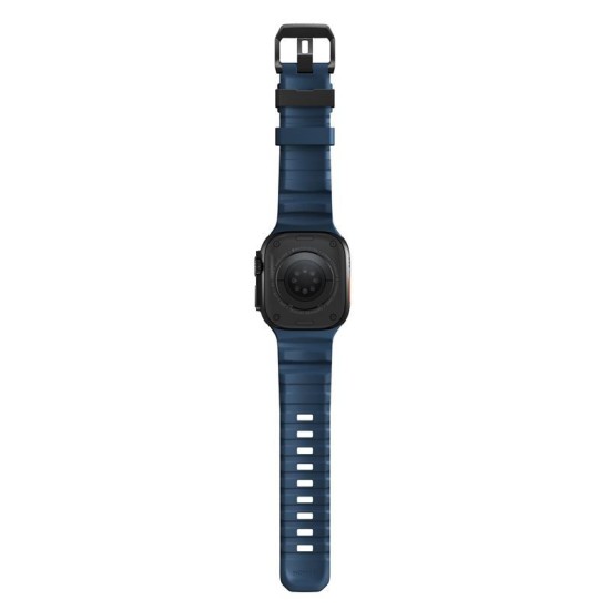 Curea cauciuc NOMAD Rocky Point compatibila cu Apple Watch 4/5/6/7/8/9/10/SE/Ultra1/2 42/44/45/46/49mm Atlantic/Black (Ingredi, NM014827858) by www.silkase.ro