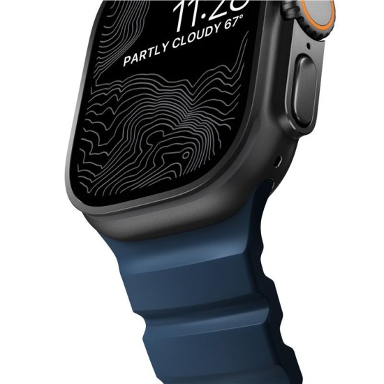 Curea cauciuc NOMAD Rocky Point compatibila cu Apple Watch 4/5/6/7/8/9/10/SE/Ultra1/2 42/44/45/46/49mm Atlantic/Black (Ingredi, NM014827858) by www.silkase.ro