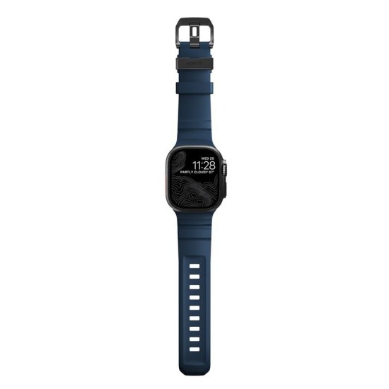 Curea cauciuc NOMAD Rocky Point compatibila cu Apple Watch 4/5/6/7/8/9/10/SE/Ultra1/2 42/44/45/46/49mm Atlantic/Black (Ingredi, NM014827858) by www.silkase.ro