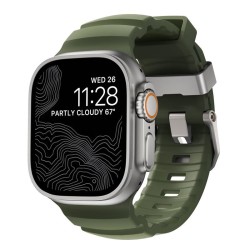 Curea cauciuc NOMAD Rocky Point compatibila cu Apple Watch 4/5/6/7/8/9/10/SE/Ultra1/2 42/44/45/46/49mm Forest/Silver