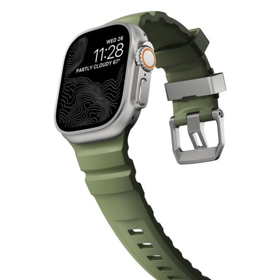 Curea cauciuc NOMAD Rocky Point compatibila cu Apple Watch 4/5/6/7/8/9/10/SE/Ultra1/2 42/44/45/46/49mm Forest/Silver (Nomad, Ingredi) by www.silkase.ro Curea cauciuc NOMAD Rocky Point compatibila cu Apple Watch 4/5/6/7/8/9/10/SE/Ultra1/2 42/44/45/46/49mm Forest/Silver (Ingredi, NM014841858) by www.silkase.ro