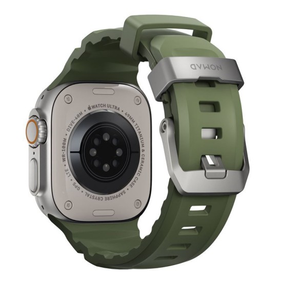 Curea cauciuc NOMAD Rocky Point compatibila cu Apple Watch 4/5/6/7/8/9/10/SE/Ultra1/2 42/44/45/46/49mm Forest/Silver (Nomad, Ingredi) by www.silkase.ro Curea cauciuc NOMAD Rocky Point compatibila cu Apple Watch 4/5/6/7/8/9/10/SE/Ultra1/2 42/44/45/46/49mm Forest/Silver (Ingredi, NM014841858) by www.silkase.ro