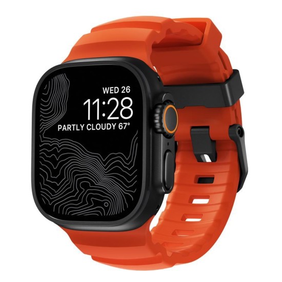Curea cauciuc NOMAD Rocky Point compatibila cu Apple Watch 4/5/6/7/8/9/10/SE/Ultra1/2 42/44/45/46/49mm Magma/Black (Nomad, Ingredi) by www.silkase.ro Curea cauciuc NOMAD Rocky Point compatibila cu Apple Watch 4/5/6/7/8/9/10/SE/Ultra1/2 42/44/45/46/49mm Magma/Black (Ingredi, NM014865858) by www.silkase.ro