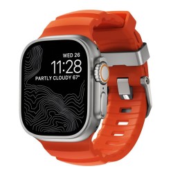 Curea cauciuc NOMAD Rocky Point compatibila cu Apple Watch 4/5/6/7/8/9/10/SE/Ultra1/2 42/44/45/46/49mm Magma/Silver