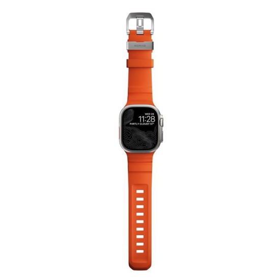 Curea cauciuc NOMAD Rocky Point compatibila cu Apple Watch 4/5/6/7/8/9/10/SE/Ultra1/2 42/44/45/46/49mm Magma/Silver (Nomad, Ingredi) by www.silkase.ro Curea cauciuc NOMAD Rocky Point compatibila cu Apple Watch 4/5/6/7/8/9/10/SE/Ultra1/2 42/44/45/46/49mm Magma/Silver (Ingredi, NM014872858) by www.silkase.ro
