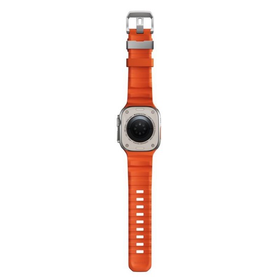 Curea cauciuc NOMAD Rocky Point compatibila cu Apple Watch 4/5/6/7/8/9/10/SE/Ultra1/2 42/44/45/46/49mm Magma/Silver (Nomad, Ingredi) by www.silkase.ro Curea cauciuc NOMAD Rocky Point compatibila cu Apple Watch 4/5/6/7/8/9/10/SE/Ultra1/2 42/44/45/46/49mm Magma/Silver (Ingredi, NM014872858) by www.silkase.ro