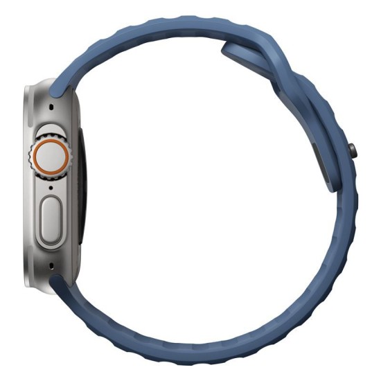 Curea rezistenta la apa NOMAD Sport compatibila cu Apple Watch 4/5/6/7/8/9/10/SE/Ultra1/2 42/44/45/46/49mm, M/L, Naval Blue (Ingredi, NM014919858) by www.silkase.ro