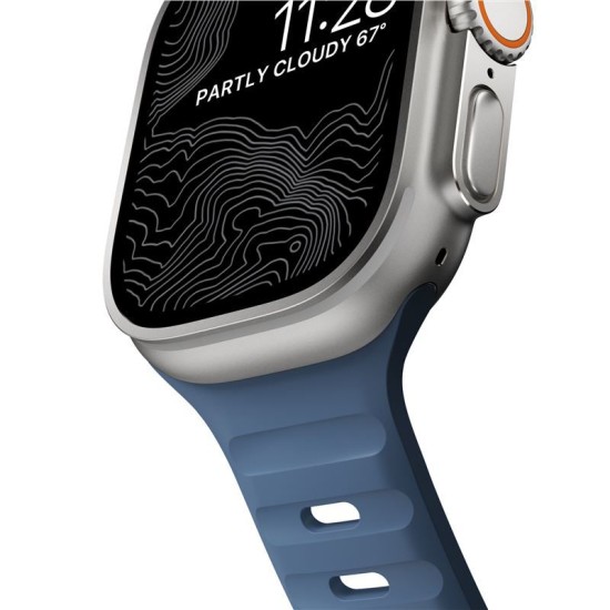 Curea rezistenta la apa NOMAD Sport compatibila cu Apple Watch 4/5/6/7/8/9/10/SE/Ultra1/2 42/44/45/46/49mm, M/L, Naval Blue (Ingredi, NM014919858) by www.silkase.ro