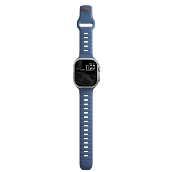 Curea rezistenta la apa NOMAD Sport compatibila cu Apple Watch 4/5/6/7/8/9/10/SE/Ultra1/2 42/44/45/46/49mm, M/L, Naval Blue (Ingredi, NM014919858) by www.silkase.ro