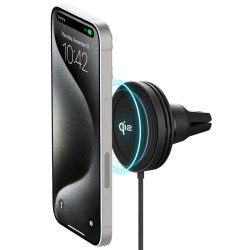 Suport auto universal iOttie Velox Mini Qi2, Magnetic MagSafe, Incarcare Wireless 15W, Air Vent Mount, Negru