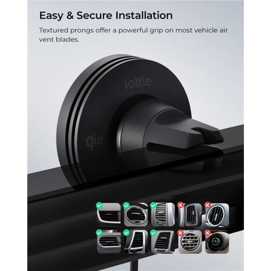Suport auto universal iOttie Velox Mini Qi2, Magnetic MagSafe, Incarcare Wireless 15W, Air Vent Mount, Negru (iOttie, Suport auto) by www.silkase.ro Suport auto universal iOttie Velox Mini Qi2, Magnetic MagSafe, Incarcare Wireless 15W, Air Vent Mount, Negru (Suport auto, VLXWCG212) by www.silkase.ro