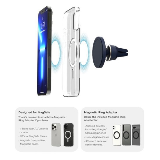 Suport auto universal iOttie Velox, Magnetic MagSafe, Air Vent Mount, Albastru (Ingredi, MGSFIO102) by www.silkase.ro