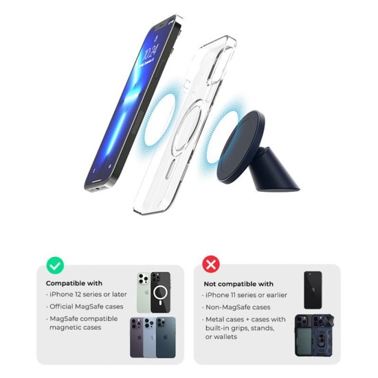 Suport auto iOttie Velox, Magnetic MagSafe, Flush Mount, Albastru (Suport auto, MGSFIO104) by www.silkase.ro