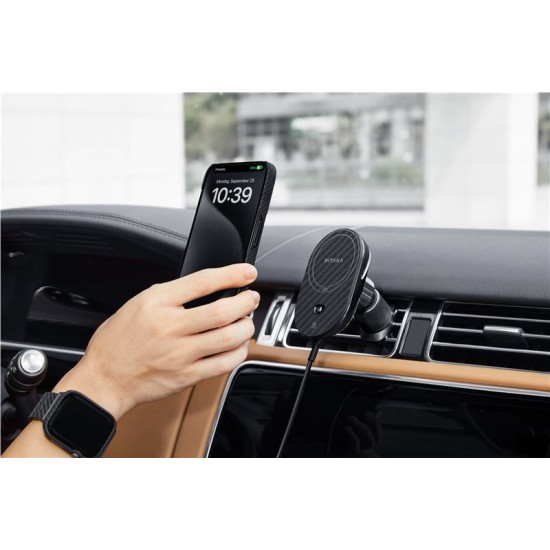Suport auto PITAKA MagEZ Car Mount Pro 2 Qi2, Air Vent Mount, Compatibil MagSafe, Incarcare Wireless 15W, Negru (PITAKA, Suport auto) by www.silkase.ro Suport auto PITAKA MagEZ Car Mount Pro 2 Qi2, Air Vent Mount, Compatibil MagSafe, Incarcare Wireless 15W, Negru (Suport auto, CM2402N) by www.silkase.ro