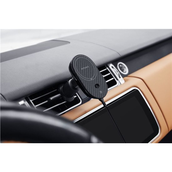 Suport auto PITAKA MagEZ Car Mount Pro 2 Qi2, Air Vent Mount, Compatibil MagSafe, Incarcare Wireless 15W, Negru (PITAKA, Suport auto) by www.silkase.ro Suport auto PITAKA MagEZ Car Mount Pro 2 Qi2, Air Vent Mount, Compatibil MagSafe, Incarcare Wireless 15W, Negru (Suport auto, CM2402N) by www.silkase.ro
