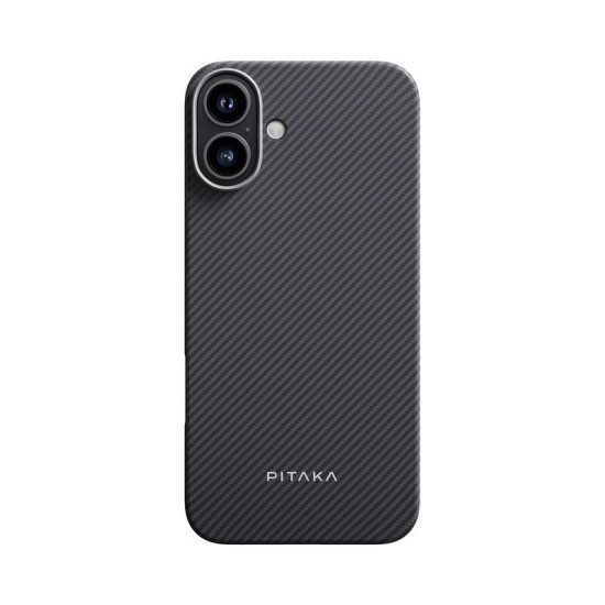 Husa de protectie Pitaka Ultra-Slim Aramida Magsafe pentru iPhone 16 Black / Grey (iPhone 16, KI1601A) by www.silkase.ro