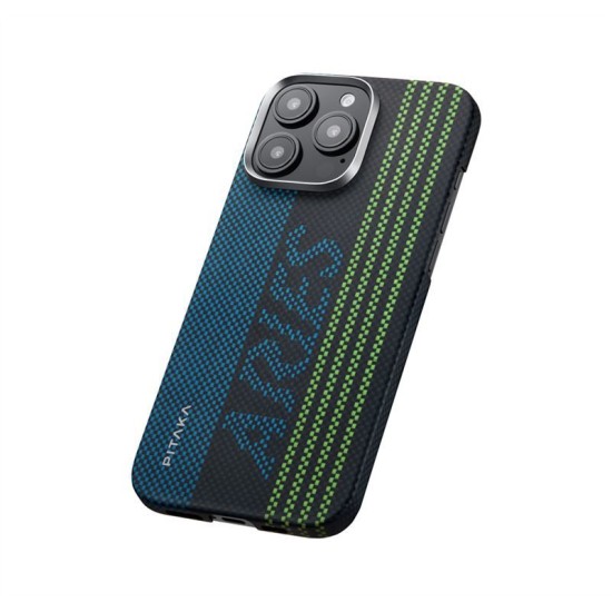 Husa de protectie Pitaka MagEZ 5 pentru iPhone 16 Pro Aries Tactile Woven, Fosforescenta (iPhone 15 Pro, KI1601CR) by www.silkase.ro