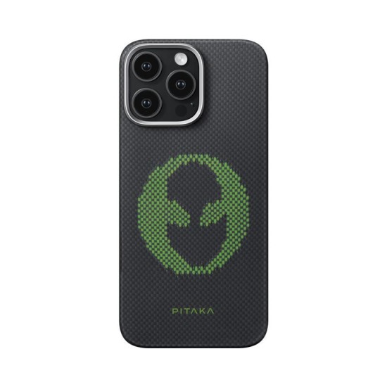 Husa de protectie Pitaka MagEZ 5 pentru iPhone 16 Pro Alien Tactile Woven, Fosforescenta (iPhone 15 Pro, KI1601AL) by www.silkase.ro