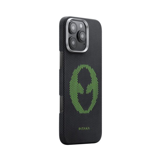 Husa de protectie Pitaka MagEZ 5 pentru iPhone 16 Pro Alien Tactile Woven, Fosforescenta (iPhone 15 Pro, KI1601AL) by www.silkase.ro