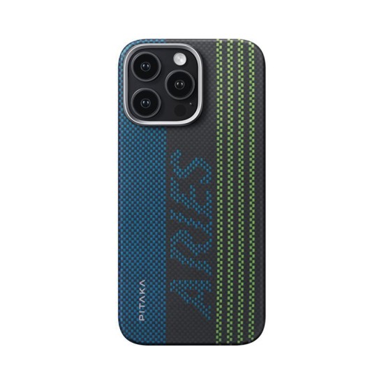 Husa de protectie Pitaka MagEZ 5 pentru iPhone 16 Pro Max Aries Tactile Woven, Fosforescenta (iPhone 16 Pro Max, KI1601CRP) by www.silkase.ro