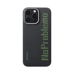 Husa de protectie Pitaka MagEZ 5 pentru iPhone 16 Pro Max NoProblemo Tactile Woven, Fosforescenta
