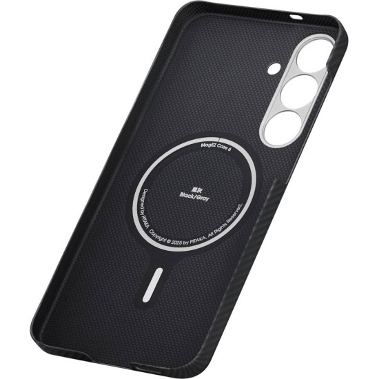 Husa de protectie Pitaka pentru Samsung Galaxy S25 MagEZ 6 Case Twill Negru/gri (S25, KS2501) by www.silkase.ro