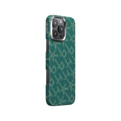 Husa PITAKA Tactile Woven Monogram compatibila cu iPhone 16 Pro Green/Gold Husa PITAKA Tactile Woven Monogram compatibila cu iPhone 16 Pro Green/Gold